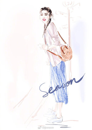#jjseason插画# ----- 春日清新少女搭@宋祖儿lareina   #插画明星搭配# ​​​​