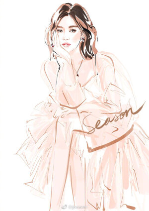 #jjseason插画# ----- 温柔甜美 宋慧乔超话 | 韩国版《Elle》3月封面   ​​​​  #season时尚插画# ​​​​