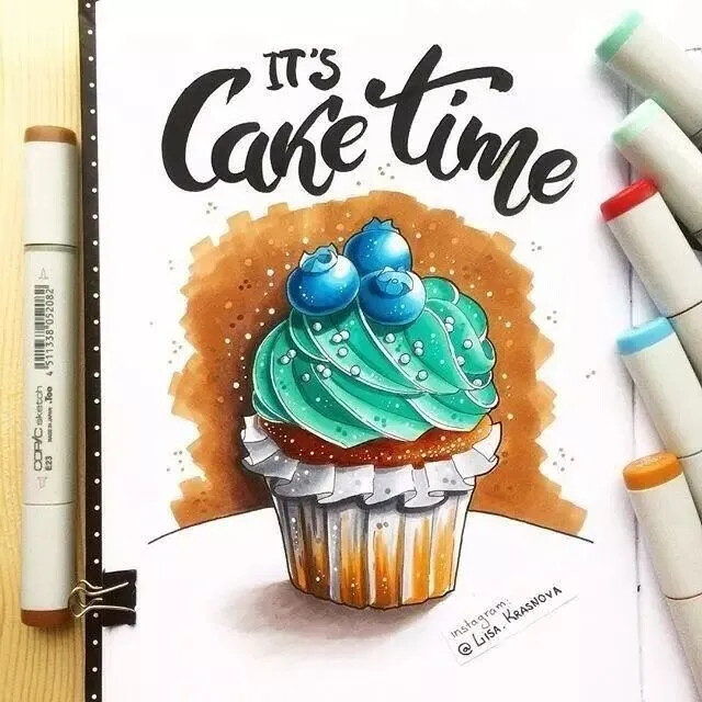 马克笔 美食橙池未蓝Crystal by：Lisa Krvsnova