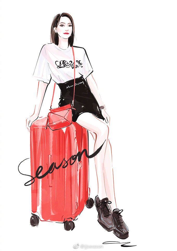 jjseason插画超话 ---- 跟着@宋茜 去旅行 @LOEWE罗意威 #插画明星搭配#