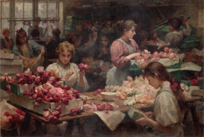 The Clerkenwell flower makers, 1896 by Samuel Melton Fisher (English, 1860–1939) ​​