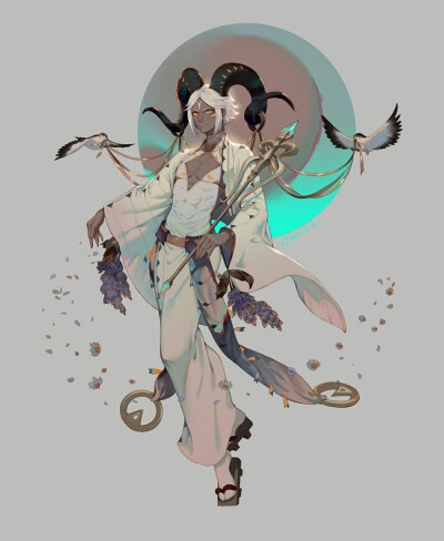 星座拟人插画背景图