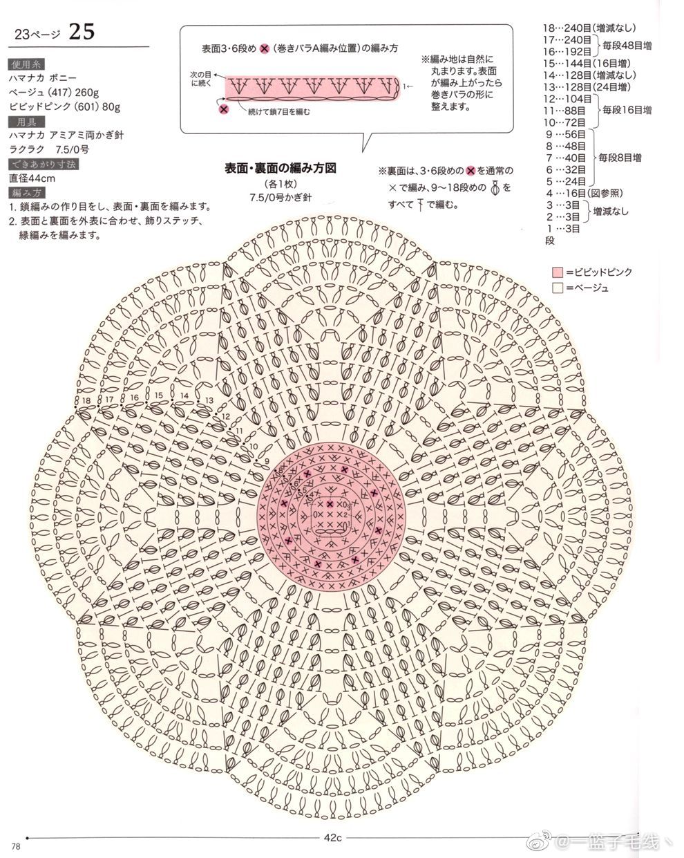 钩针花朵坐垫