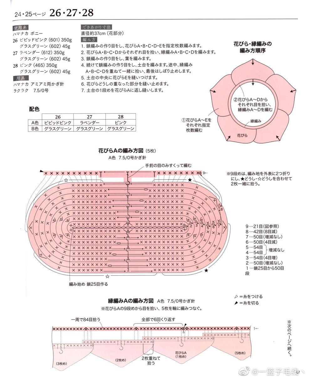 钩针玫瑰花坐垫