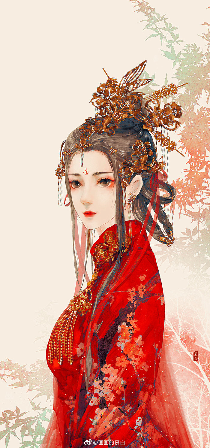 古风插画壁纸头像 古风手绘/水彩美人画师：画画的慕白