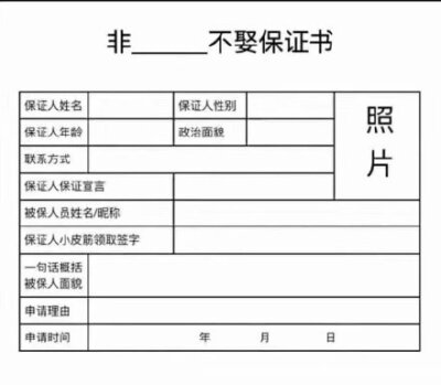 非不娶保证书（抖音热门表情包）