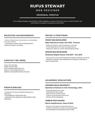 Black Simple Infographic Resume