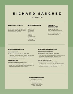 Beige and Green Modern Infographic Resume