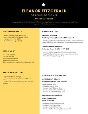 Yellow and White Star Icon Infographic Resume