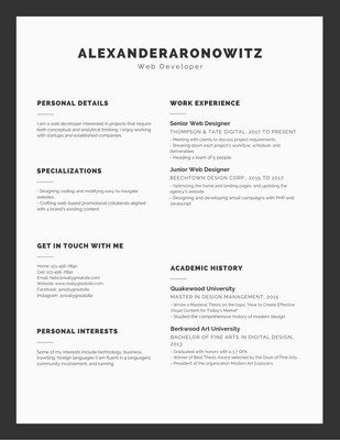 Simple Black and White Box Infographic Resume