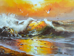 张文良，福建泉州人，80后画海浪大师，职业画海浪21年。他画出来的大海风景画，气势磅礴，浪花细腻，画面干净利落，如照片般清洗，让人身临其境。这油画功底真令人佩服啊！