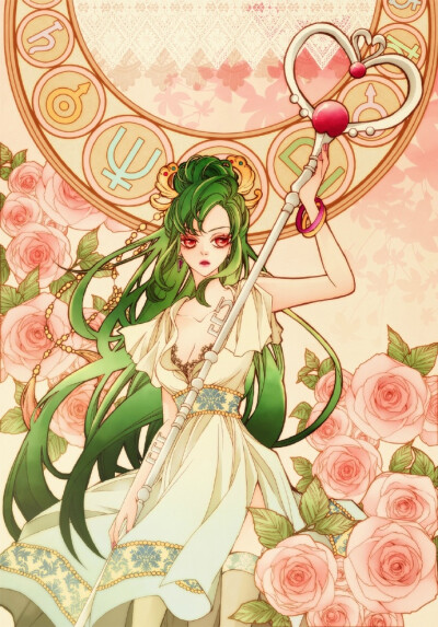 美少女战士 画师sizh 穆夏风格 冥王雪奈Sailor Pluto