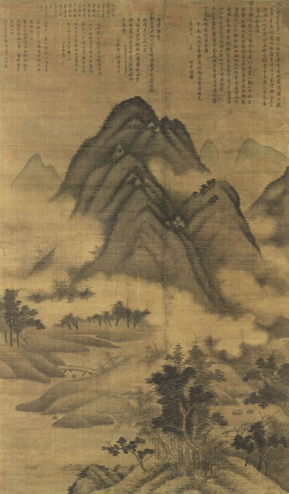 《青山白云轴》 元· 高克恭绢本水墨,1883 x 1105 mm / 台北故宫