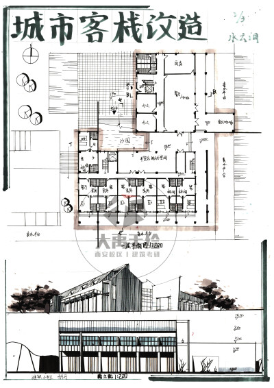 大禹手绘建筑快题作品欣赏--城市改造设计