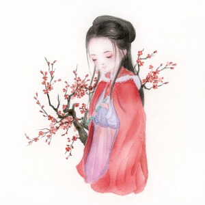 甜甜甜叶er 关注 可爱古风彩铅画手绘作者:vc琼琼 #插画 #古风 #彩铅