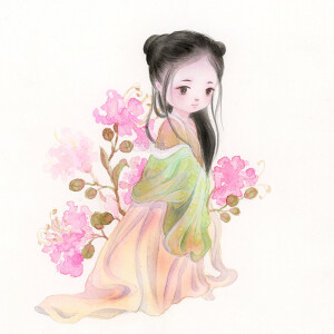 甜甜甜叶er 关注 可爱古风彩铅画手绘作者:vc琼琼 #插画 #古风 #彩铅