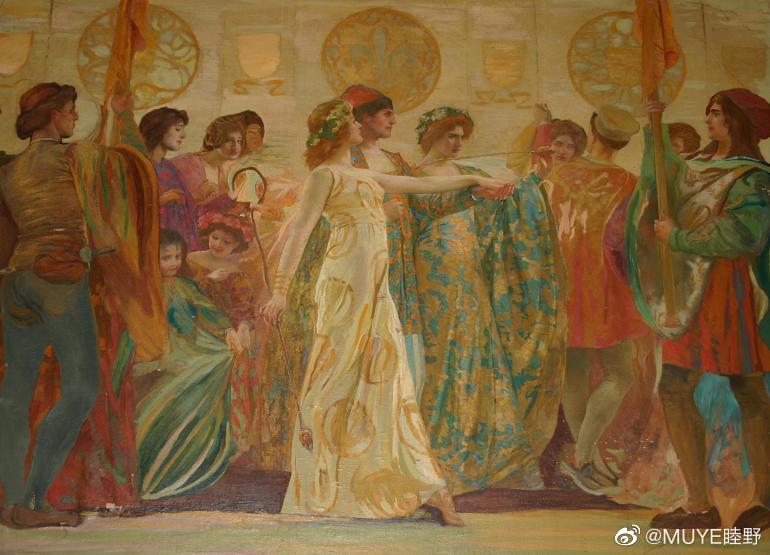 分享美国象征主义画家Edwin Howland Blashfield（1848-1936）的画，关于优雅的故事感和想象力。 ​​