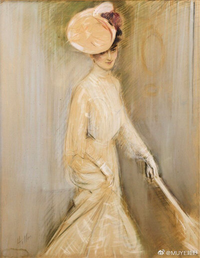 法国画家，铜版画蚀刻和设计师Paul César Helleu (1859–1927)画，他所创作的肖像人物，女性多为巴黎当红名妓Liana de Puzhi的肖像，而一个留着长长红头发的女人则是画家的妻子。 ​​