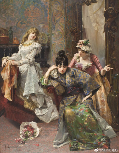 西班牙画家Francesc Masriera（1842-1902）的作品，雍容华贵的质感表现。 ​​​