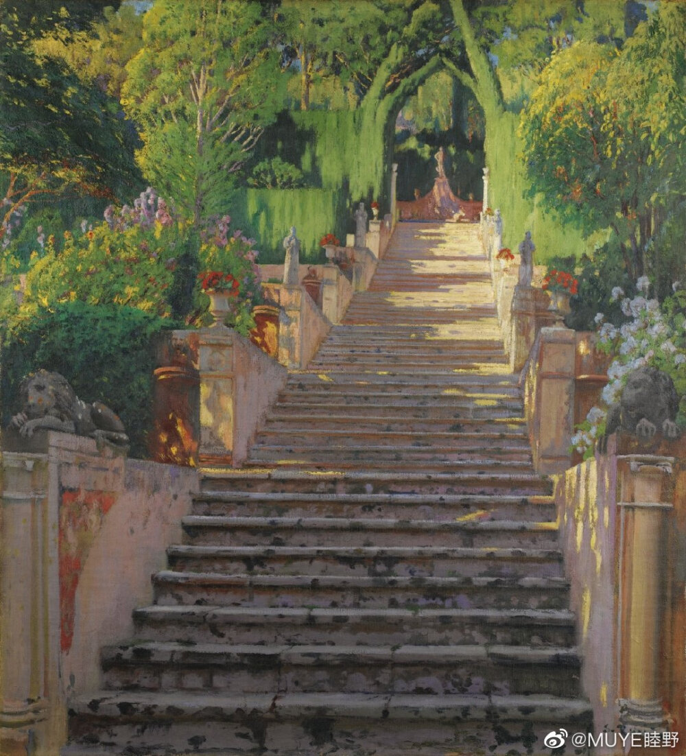 西班牙画家、剧作家、诗人Santiago Rusiñol（1861-1931）是加泰罗尼亚现代主义引领者之一，作品以描绘当地风景园林为主。 ​​​