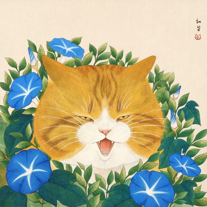 猫咪 手绘 插画 韩国画师HYE JIN作品