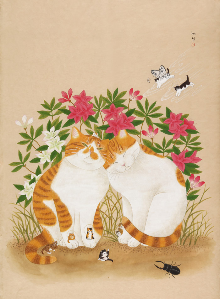 猫咪 手绘 插画 韩国画师HYE JIN作品