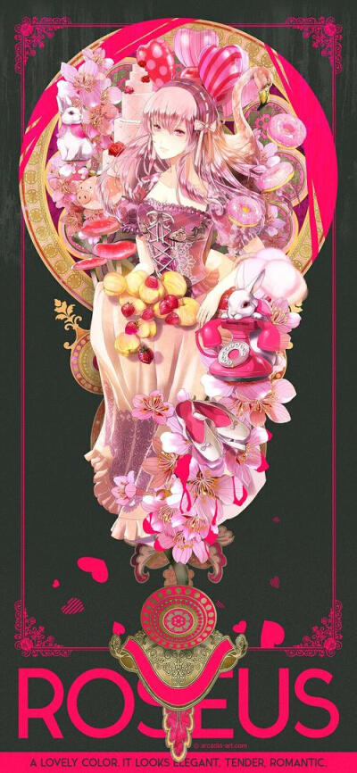 日本画师憂的作品（COLORFULORA 十二种植物系颜色拟人）
粉色:一个可爱的颜色。它看起来优雅，温柔，浪漫。