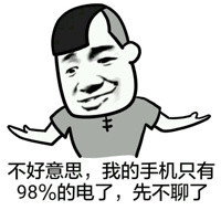 不好意思，我的手机只有98%的电了，先不聊了！