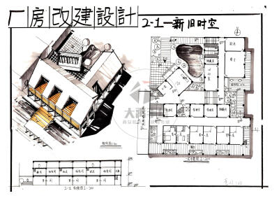 今日分享二：厂房改建设计--大禹手绘2020寒假班建筑快题作品欣赏