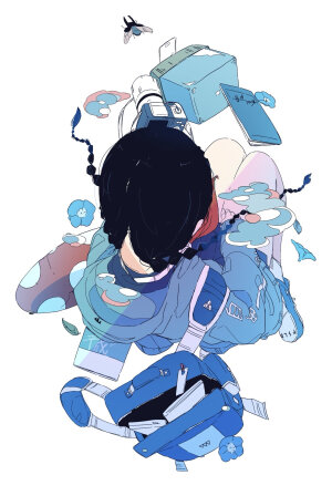 文艺，小清新，纯色背景，赛璐璐