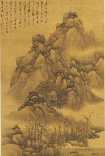 山水 龚贤 公元1689年 立轴 绢本墨画
美国檀香山艺术博物馆藏
