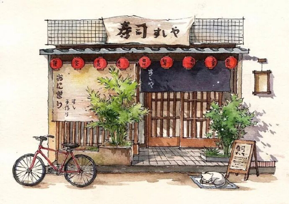 街边小店-治愈系插画