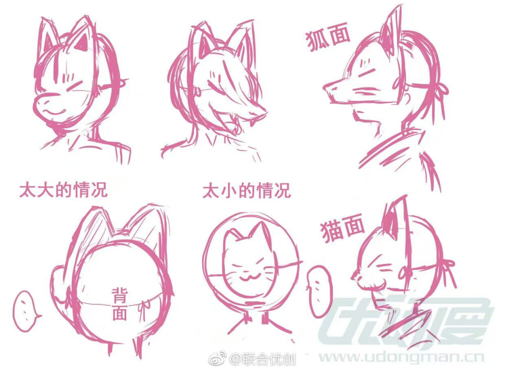 绘画 狐面