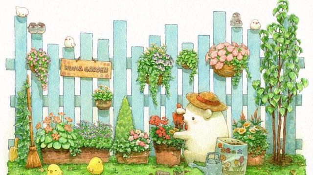 水彩画出软软萌萌的温馨小白熊一家，怎么会这么可爱 插画师 ちっぷ 小美好~特别治愈哇