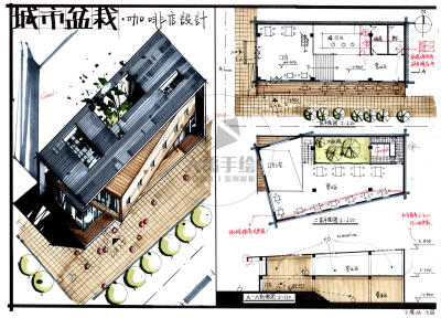 今日分享二：咖啡厅设计--大禹手绘2020寒假班案例解析作品欣赏