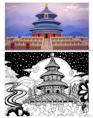 建筑线描