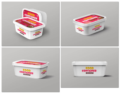 快餐盒餐厅塑料食品保险盖包装盒展示样机模型海报psd模板素材
