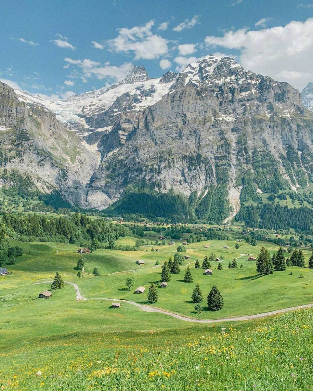 阿尔卑斯山脚下的瑞士小镇 格林德瓦Grindelwald 