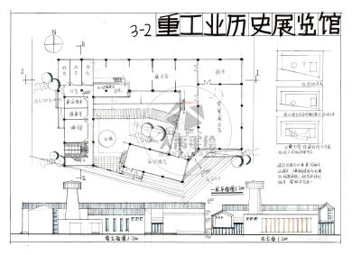 今日分享二：重工业历史展览设计--大禹手绘2020寒假班建筑快题作品欣赏