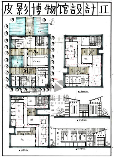 今日分享三：皮影博物馆设计--大禹手绘2020寒假班建筑快题作品欣赏