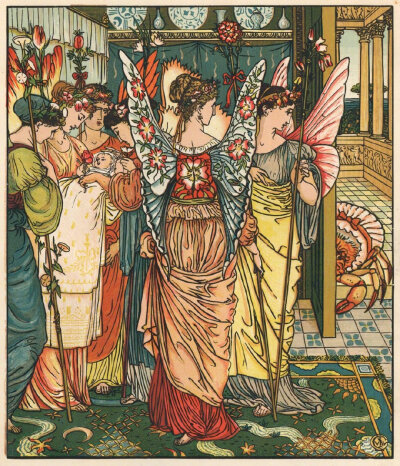 19世纪色彩缤纷的儿童读物插画。作者：沃尔特·克兰（Walter Crane）