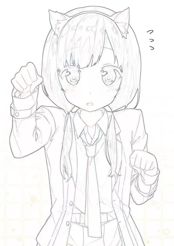 【线稿】手绘素材 动漫 画画 可爱 萝莉 萌