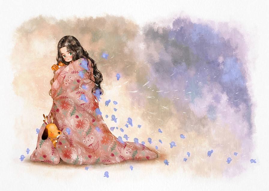 森系少女插画