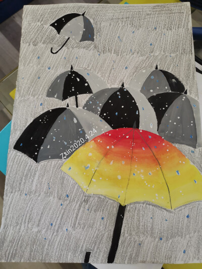 原创儿童画雨伞☂️