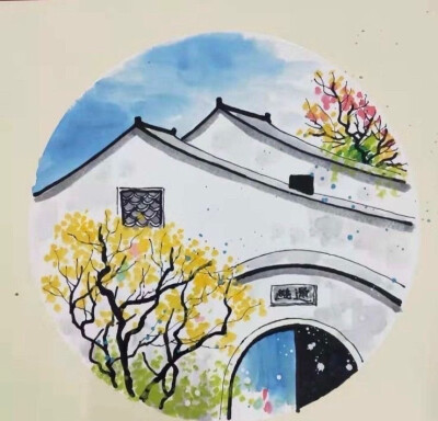 风景水彩画