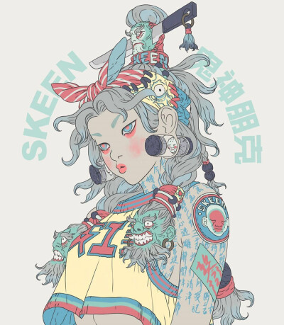 不同于zeenchin以往画风的一组人物插画