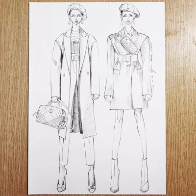 服装效果图➕线稿