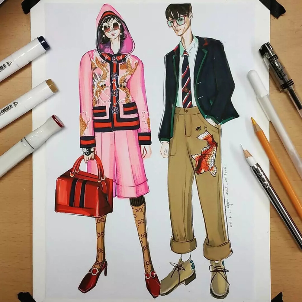 服装效果图➕线稿