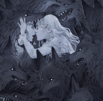 Woman and Wolf. 