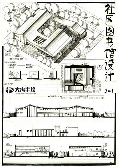 大禹手绘快题学员作品
建筑快题
大禹考研